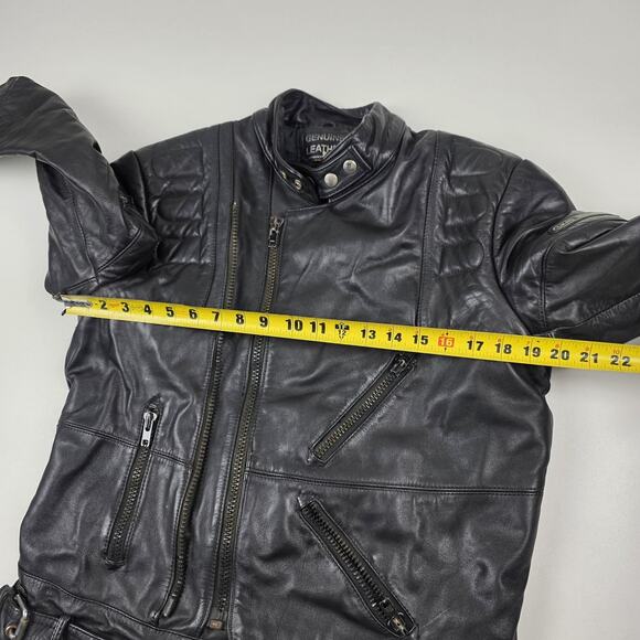 Drag Specialties Leather Motorcycle Jacket Mens 40 Black Biker Belted Zip Cuffs - Picture 7 of 13